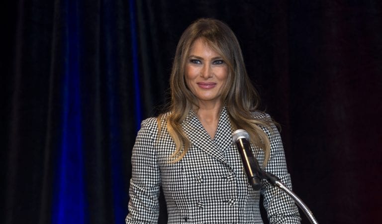 Melania Is Radiant In Beautiful Blue Dress and 5-Inch Heels!