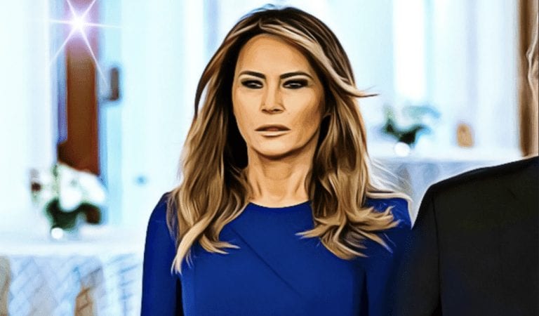 Melania Stuns Crowd In Beautiful Blue Dress and 5-Inch Heels!