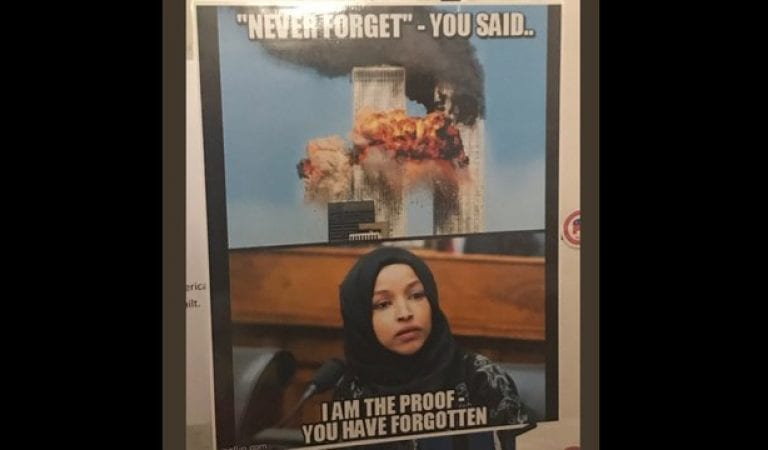 Poster Linking Rep. Omar and 9-11 Sparks FIGHT At State House!