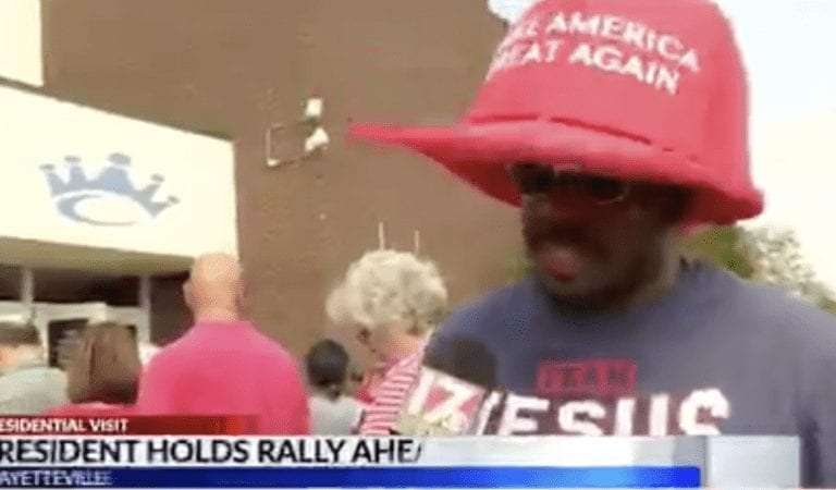 Black Trump Supporter Rocks The Biggest Trump Hat He Can Find To Spite The Haters!