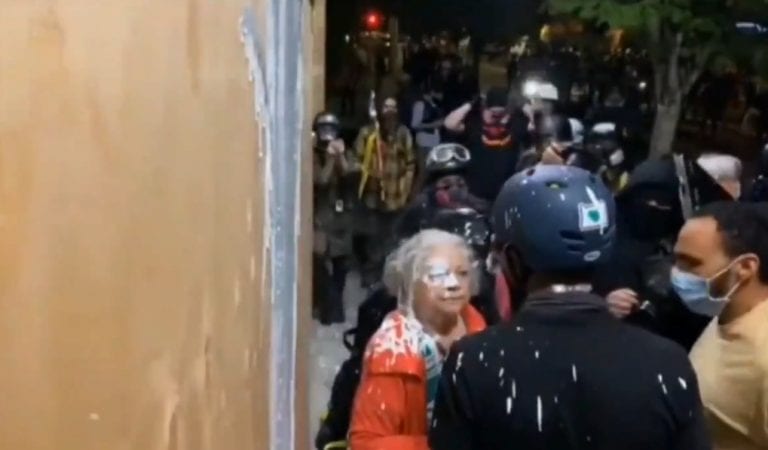 Antifa Rioters Throw Paint on an Elderly Woman