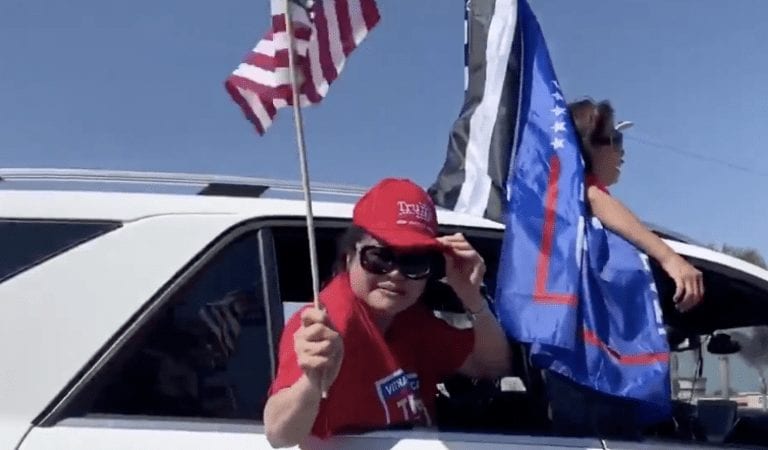 Wise-Guy Attempts to Steal a Trump Flag from a Vietnamese-Americans for Trump Rally But Gets Arrested Instead