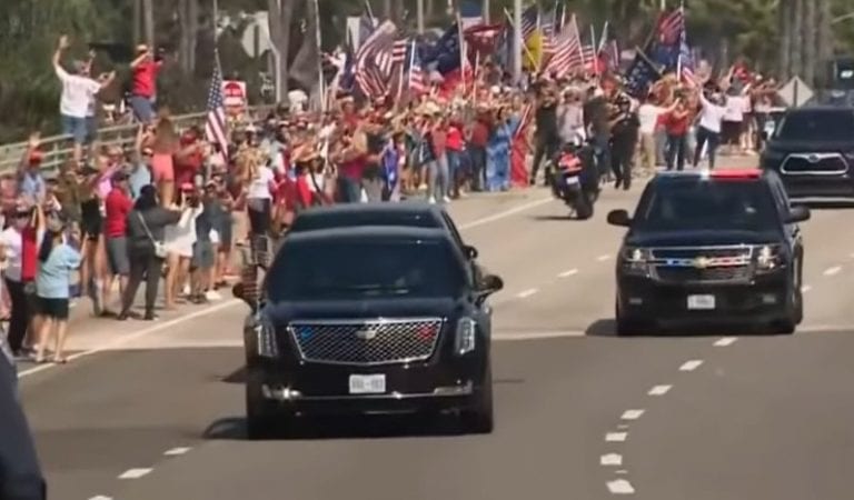Thousands Lined Up For Miles Along President’s Trump Motorcade Route In California