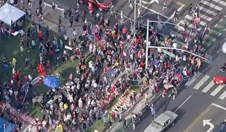 Thousands Of Trump Supporters  Gathered In Beverly Hills