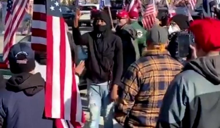 An Elderly Trump Supporter Is Pushed Down By A Thug In Wauwatosa, Wisconsin