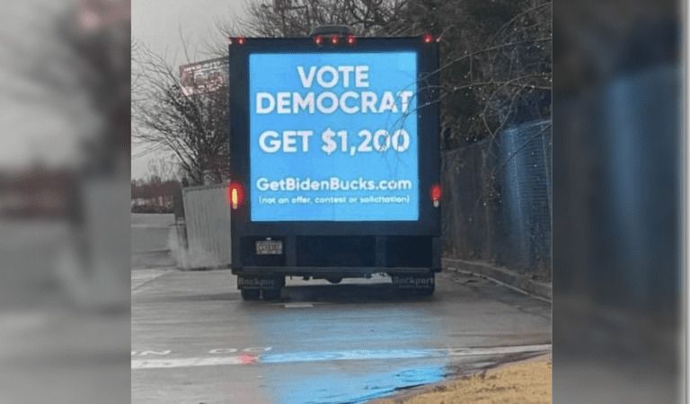 RED ALERT:  “Vote Democrat, Get $1,200” Vans Spotted All Over Georgia