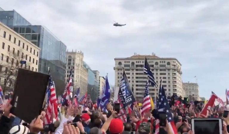 President Trump Boarded Marine One And Flew Over The Pro-Trump March In DC