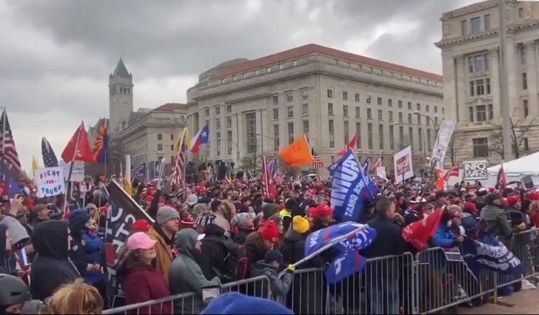 “USA!” March For Trump Crowd Gathers a Day Early at Freedom Plaza