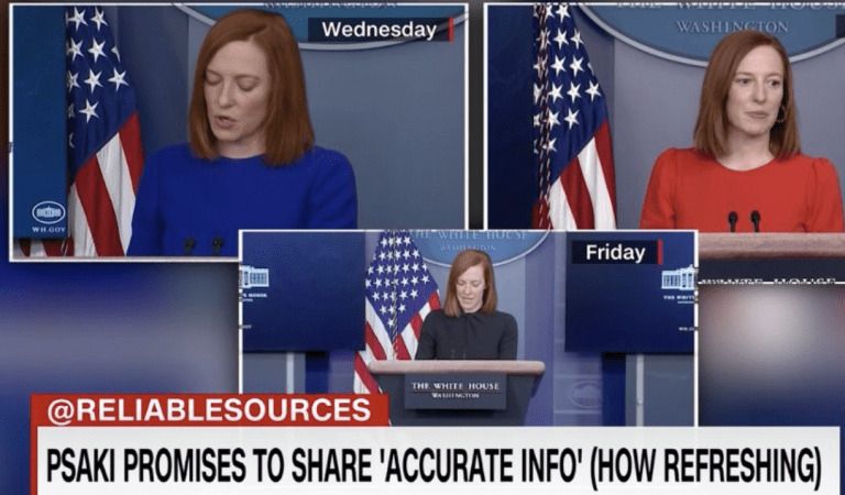 This is CNN’s Chyron: “Psaki Promises to Share ‘Accurate Info’ (How Refreshing)”