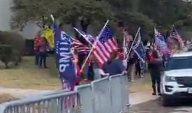 Trump Supporters Line Up To Greet Biden In Texas