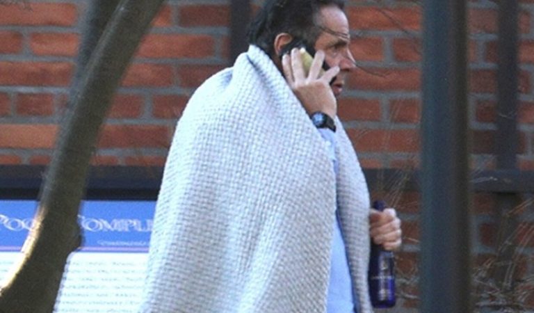 Gov. Cuomo Walks Around Governor’s Mansion With Blanket And A Bottle