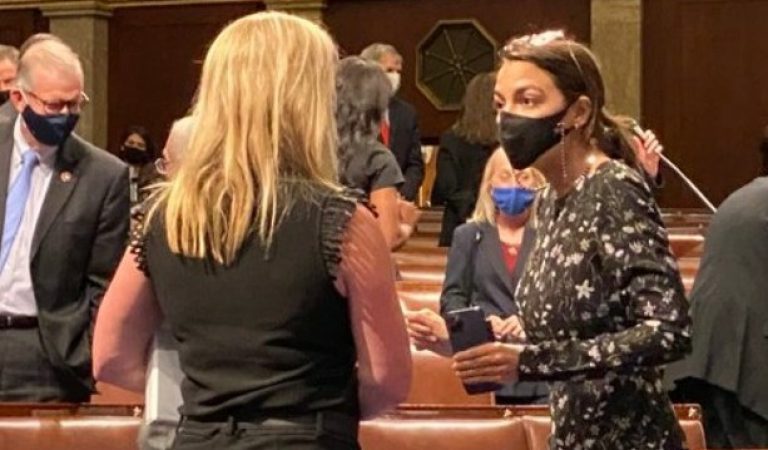 Taylor Marjorie Greene Confronts AOC On House Floor, Greene Says Debate Is On!