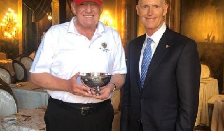 Dems Angry Over Picture of Trump Accepting “Champion for Freedom Award” From Rick Scott