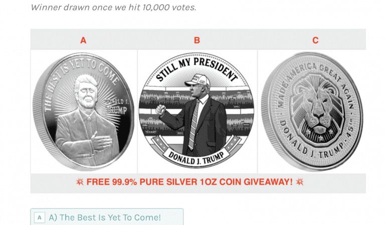 LIVE NOW: Our 5th New 1 oz. Silver Trump Coin Giveaway Is Now Live!  Enter To Win Here For Free…