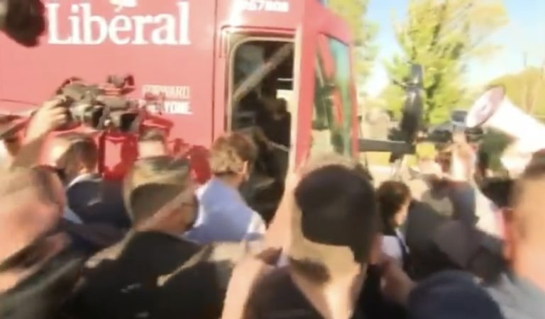 Angry Canadians Throw Stones at Justin Trudeau During Campaign Event