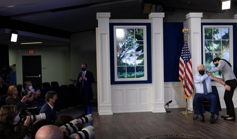 Biden Mocked for Using Fake White House Set with Digital Windows, Rose Garden