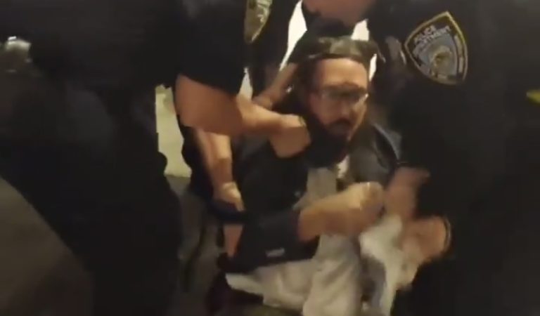 BREAKING FOOTAGE: NYC Man Shoved to Ground by Police and Arrested at Peaceful Sit-In Over Vaccine Passport