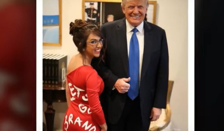 Lauren Boebert Trolls AOC, Wears “Let’s Go Brandon” Dress at Mar-a-Lago with Donald Trump