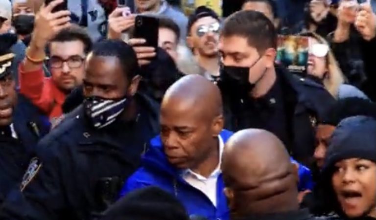 WATCH: NYC Mayor-Elect Eric Adams Confronted by Mob of Angry Anti-Mandate Protestors