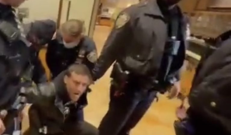 WATCH: U.S. Army Veteran Arrested For Trying to Eat at NYC Panera Bread Without COVID-19 Jab Card; NYPD Officer Throws American Flag to Ground and Stomps Over It