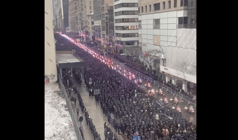 NYPD Shuts Down 5th Ave as Thousands of Police Escort Fallen Officer Jason Rivera
