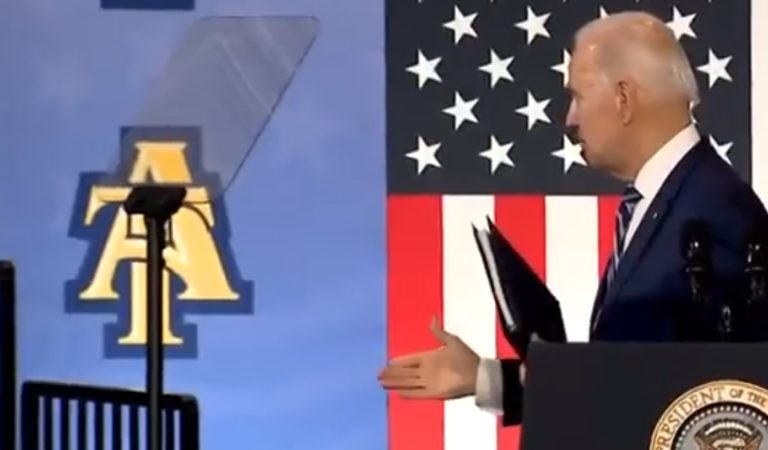 WATCH: After Finishing Speech, Biden Appears to Shake Hands with Thin Air