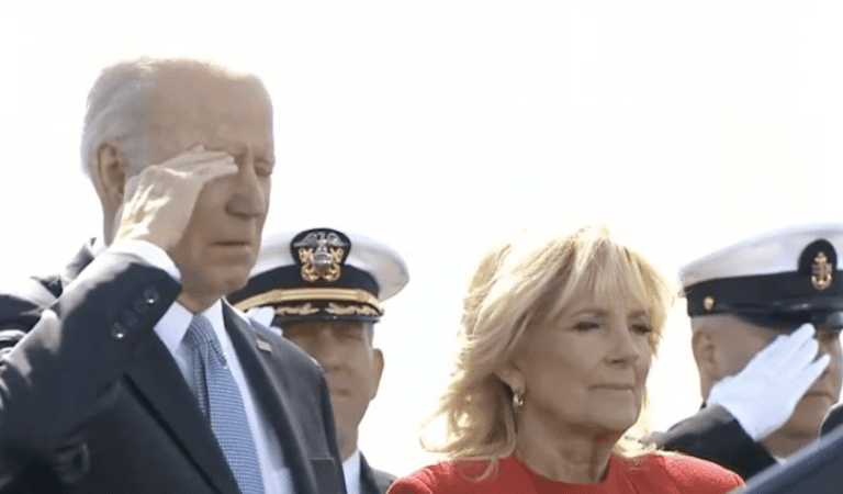 WATCH: Is Biden Falling Asleep While Standing Up At The USS Delaware Ceremony?