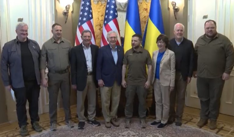 Mitch McConnell and Other GOP Senators Pay Visit to Ukraine. War Room Goes Off, “They Kiss Zelensky’s Ass While American Babies Have No Formula” (WATCH)