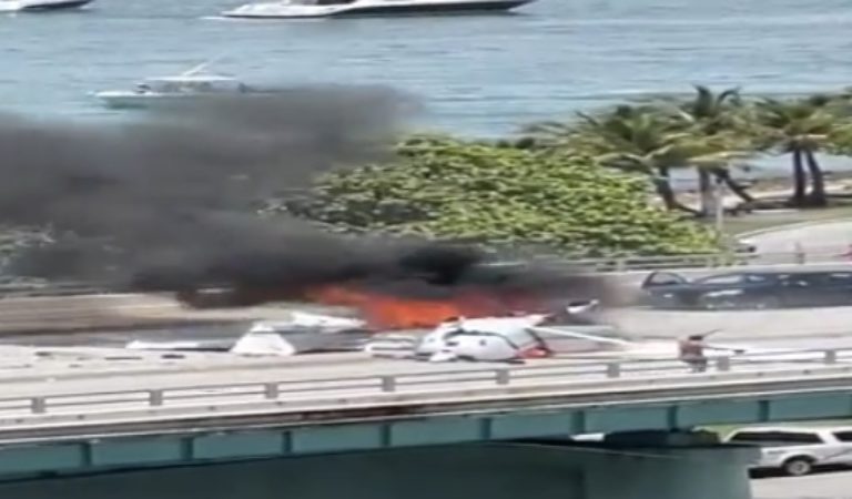 1 Person Dead After Fiery Plane Crash on Miami Bridge (VIDEO)