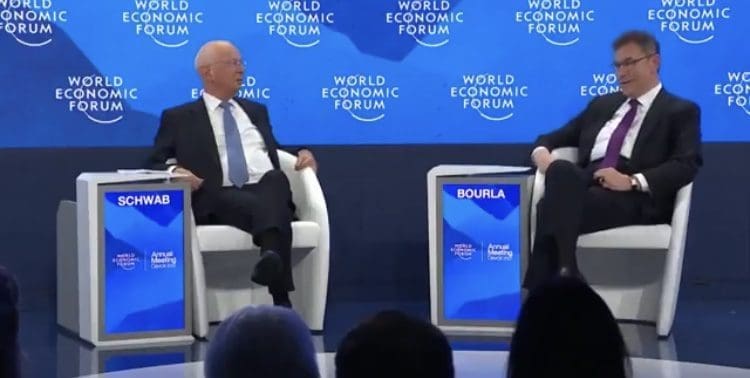WEF 2022: Schwab and Pfizer CEO Albert Bourla Joke About “Fanatic Group of Anti-Vaxxers” That Went After Them (WATCH)