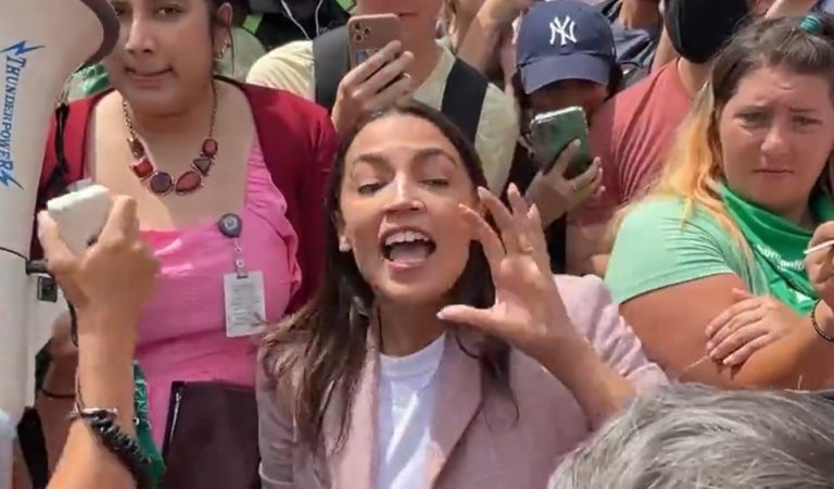 Is AOC Inciting an Insurrection? Leads Angry Protestors Outside Supreme Court to Chants of “Illegitimate!”