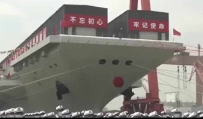 (WATCH) China Launches Super Aircraft Carrier; Named After Province Directly Across from Taiwan