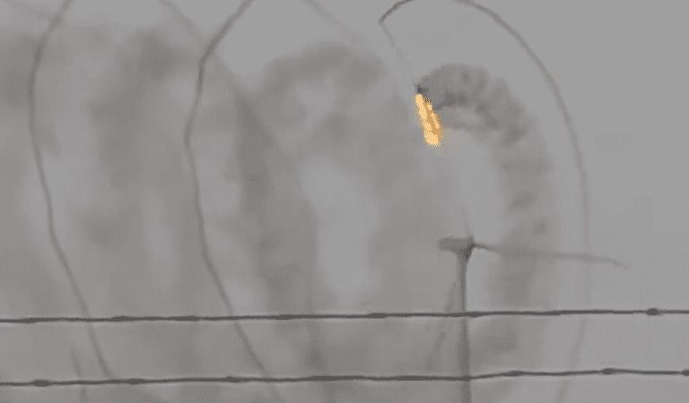 Wind Turbine Catches On FIRE After Lightning Strikes It