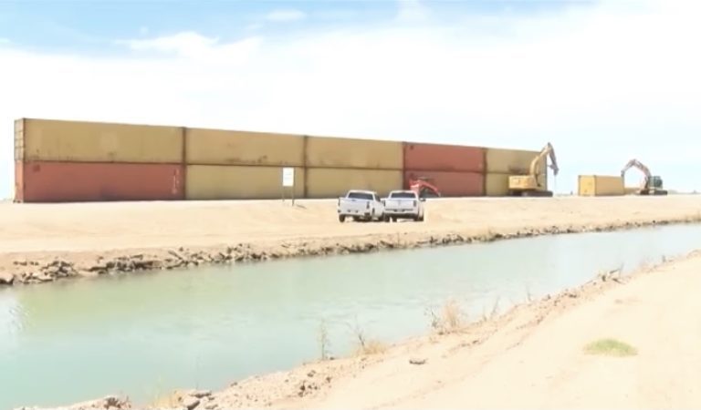 Part of Arizona Makeshift, Shipping Container Border Wall Knocked Over