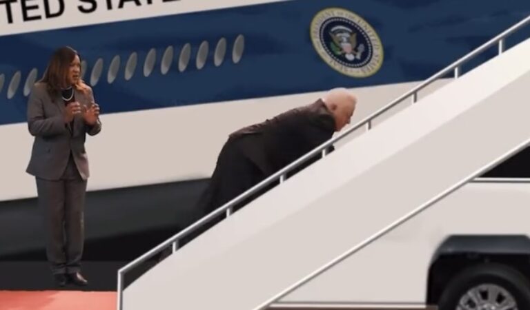 Saudi TV Channel Produces Comedy Skit of Joe Biden Tripping on Air Force One Steps